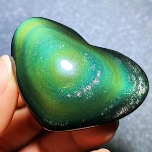 Seltene natürliche Regenbogenblitz Obsidian Kugel Herz Reiki Steinheilung C84 - Bild 1 von 10