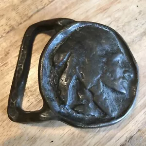 Vintage Buffalo Indian Native American Face Belt Buckle - Picture 1 of 6