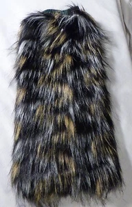 Furry Leg Warmers - Black White Yellow - Fluffies party dance tri color rave EDM - Picture 1 of 7