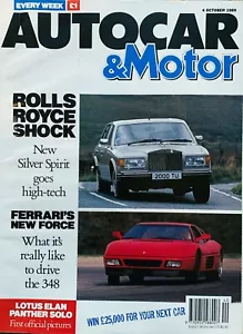 AUTOCAR MAGAZINE 04-OCT-89 - Ferrari 348, Rolls Royce Silver Spirit ll, Fiat Uno - Picture 1 of 2