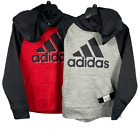 Adidas Youth Hoodies Poly Tech Fleece Red or Gray with Heather Black NEW