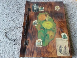 Cubierta de madera vacía de colección sin usar libro de recortes papel decoración efímera coleccionable - Imagen 1 de 3