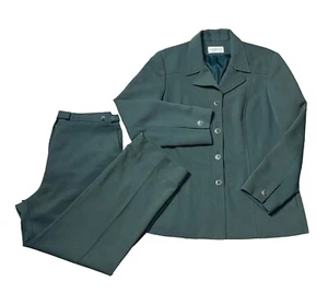 Vintage Gianni Sport Women’s 14 Green 2 Pc Pants Suit Set Micro Polyester/Rayon - Picture 1 of 15