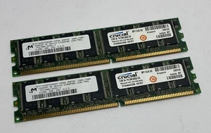 1GB Kit (2 x 512MB) Micron MT16VDDT6464AY-335G6 PC2700U 333MHz DDR1 Computer RAM - Picture 1 of 4
