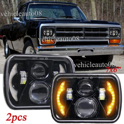 Fit Dodge W150/250/350 D100/150/250/350 Ramcharger Pair 5x7" 7x6" LED Headlights - Image 1 of 4