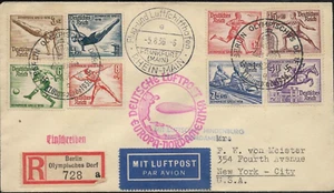 Graf Zeppelin 1936, Hindenburgflug , Olympiasatz mit Sst.nach New York - Bild 1 von 2
