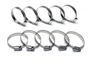 10 x HPS 1 9/16" - 2.25" 40mm-57mm Stainless Steel Embossed Clamp for 1.75" Hose - Foto 1 di 1