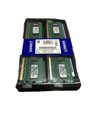 2GB Kit (2x1GB) Kingston DDR2-800 PC2-6400U Non-Reg ECC Ram - Image 1 of 4