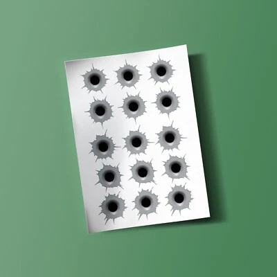 A1 GRAPHICS & APPLICATIONS 15x Bullet Holes Sticker Self Adhesive Vinyl Decal