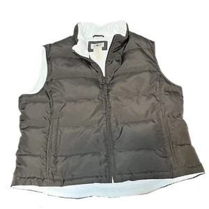 Puffy Vest Zip Up Black Baby Blue Outdoor Nylon Fleece Sz XL (16-18) Women - Picture 1 of 9