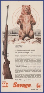 Vintage 1960 SAVAGE Model 110-MC Rifle Gun Bear Hunting Ephemera 60's Print Ad - Picture 1 of 1