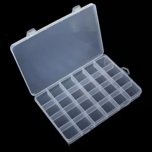24 Grids Clear Plastic Organizer Box Storage Jewelry Box w/ Adjustable Dividers - Picture 1 of 8