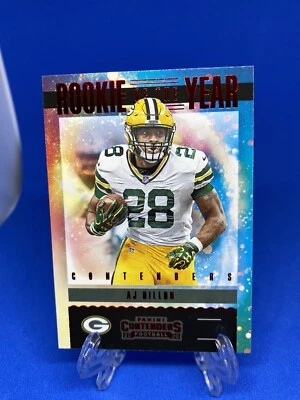 AJ Dillon RC 2020 Panini Contenders Rookie Of The Year Red Foil Parallel Packers - Image 1 of 3