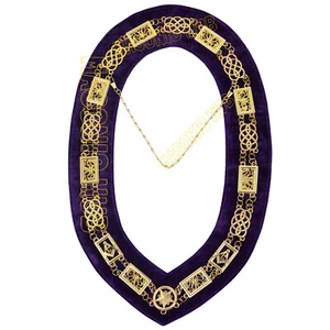 FREIMAURER KÖNIGIA GRAND LODGE MAURER METALLKLEID KETTE KRAGEN LILA RÜCKSEITE - GOLD - Bild 1 von 5
