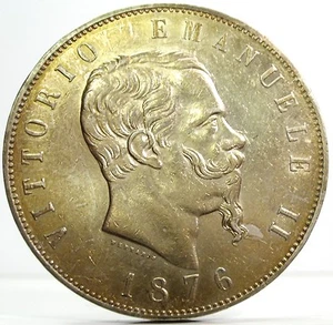 Savoia-Regno d'Italia (VITT.Emanuele II) 5 Lire 1876 ROMA - Imagen 1 de 7