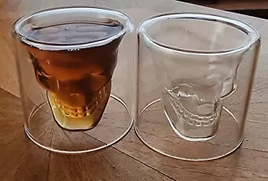 2 vasos de cristal flotante Calavera 2,75" cristalería 2,5 oz disparos - Imagen 1 de 4
