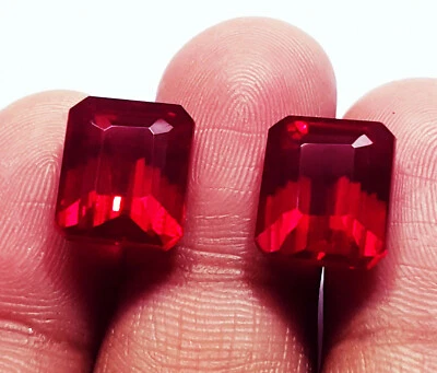 Natural Red Ruby Emerald Cut 9 to Ct Pair Certified Loose Gemstone RR06 - Image 1 of 4