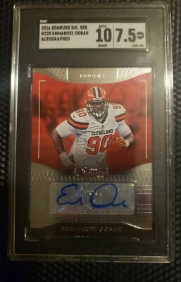2016 Donruss Emmanuel Ogbah RC AUTO SGC 10 7.5 Miami Dolphins Oklahoma State - Image 1 of 2