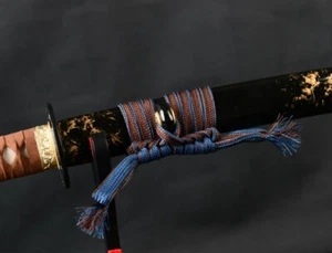 synthetic silk Sageo Blue & Coffee For Katana Wakizashi Tanto saya scabbard - Picture 1 of 8
