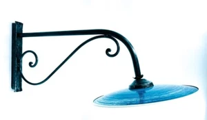 Lampada da parete da esterno ferro con piatto smaltato 30 cm blu lampadina LED - Foto 1 di 3