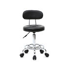 Black Adjustable Round Salon Stool With Backrest - Stylish Hairdresser Chair