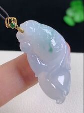 Sale! 18K Gold Icy Translucent with Green Jadeite Jade Koi Fish Pendant《Grade A》