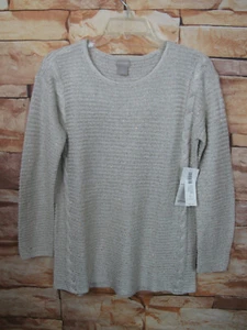 Chico’s Talla 0 Mujer’s Suéter Túnica Beige/Dorado Mezcla Algodón M-1 - Imagen 1 de 8