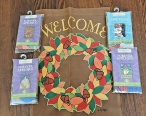 5 kleine Garten Deko Fahnen für Urlaub & Willkommen NEU - Bild 1 von 4