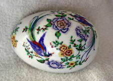 LIMOGES France Porcelain EGG Trinket Box Flowers Blue Birds NEW