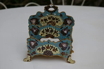 Ancien Porte Lettres Courrier  19ème - Bronze cloisonné champlevé Napoléon III - Photo 1/4