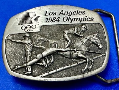 Equestrian Jumping 1984 Los Angeles Olympics Commemorative Sanchez Belt Buckle - Image 1 of 4
