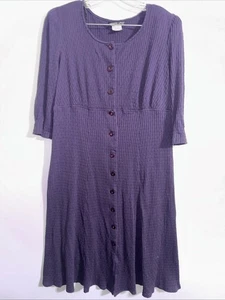 90s More Jazz Ribbed Plum Dress Maxi 3/4 Sleeve Plus 16W Cotton Blend - Bild 1 von 6