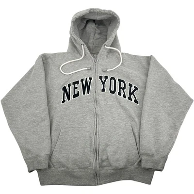 Sudadera con Capucha Cremallera Completa Y2k Para Mujer Gris Nueva York De Colección Talla Mediana Foto 1 de 4