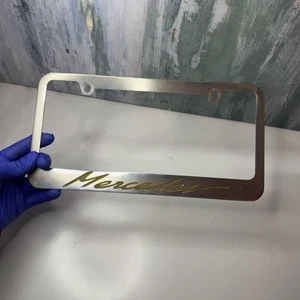 Mercedes Benz Silver Logo Metal Car License Plate Frame Front Or Rear Aa34 - Bild 1 von 4