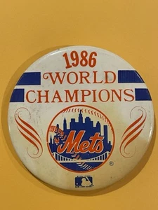 Vintage 1986 New York Mets World Champions Button Pin World Series C - Picture 1 of 3