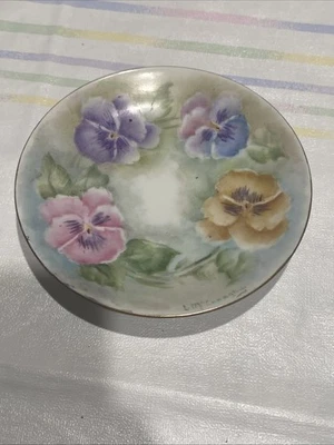 Pires antigos de cerâmica pintados à mão floral rosa flor acabamento dourado arte 15- - Imagem 1 de 3