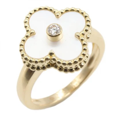 Van Cleef & Arpels Vintage Alhambra Ring 1PDiamond 18KYG Gold MOP White Used #53 - Image 1 of 4