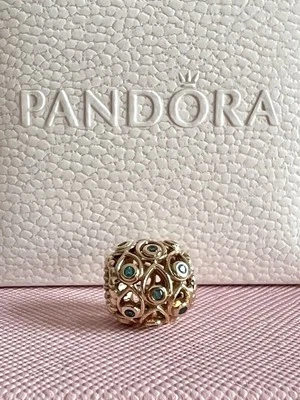 Pandora 14k Gold Ocean Treasures Deep-Blue Topaz Charm 750817TPP Authentic Retir - Image 1 of 4