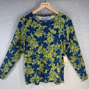 Top para mujer St. John's Bay PM verde azul marino floral 100 % algodón manga larga nuevo con etiquetas - Imagen 1 de 9