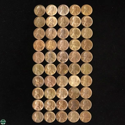 Roll of 1941-S Lincoln Memorial Cents - Uncirculated Details - Ugly Roll - Image 1 of 4