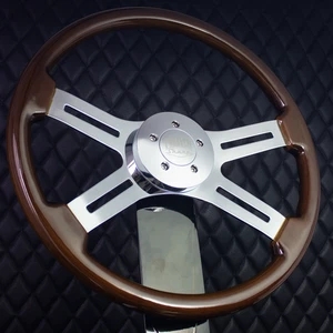 Forever Sharp 18" Wood Steering Wheel Chrome 4 Spoke 1986-2006 Freightliner T01 - Picture 1 of 11