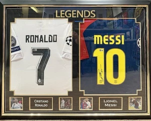 Cristiano Ronaldo & Lionel Messi Signed Jerseys Double Framed Beckett - Picture 1 of 24