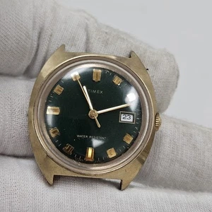 RARE 1970s Timex Green-Date Dial Marlin Watch, 34mm, Manual Wind Running - Picture 1 of 6