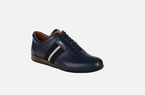 Bally Frenz Herren 6230429 Tinte perforiert Kalbsleder Turnschuhe UVP $ 535 Neu im Karton - Bild 1 von 7