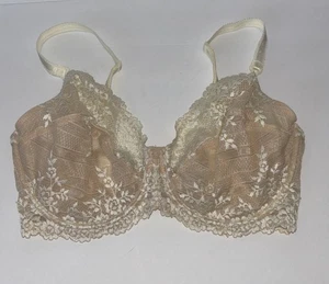 Wacoal Beige Embrace Lace Unlined Floral Bra Size 38DD 65191 $62 - Picture 1 of 3