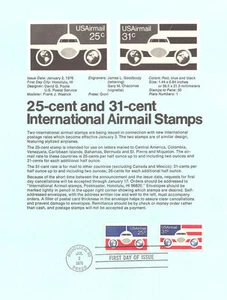 #7602 25c/31c Luftpost Briefmarken #C89-90 Andenkenseite - Bild 1 von 1