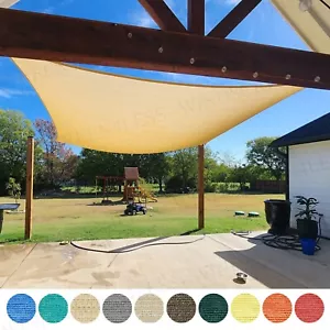 16'x16' Square Sun Shade Sail Fabric Garden Outdoor Canopy Patio Pool Awning - Picture 1 of 83