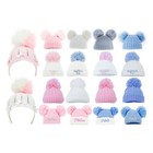 Baby Knitted Pom Pom Hat  Boy Girl Winter Bobble  Mummy Daddy Prince  Princess 0-12