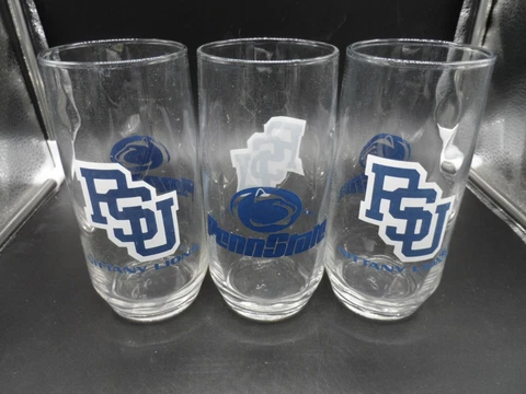 3 Vintage NCAA Libbey Penn State Nittany Lions Highball Drinking Glasses 3 1/2" Cover