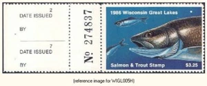 D2K Wisconsin Great Lakes Salmon 1986 3,25 $ mit linker Lasche - Bild 1 von 1